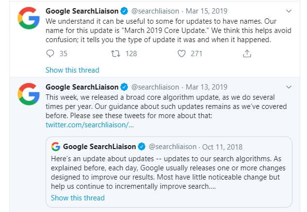 Google March 2019 Core Update