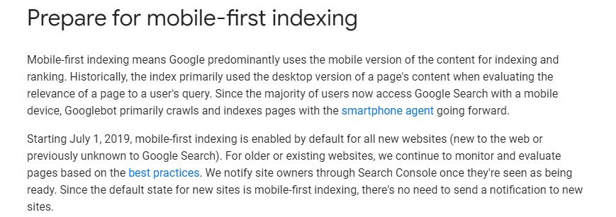 Mobile First Indexing